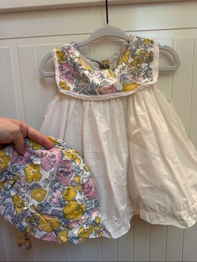 Rachel Zoe Cream Dress with Yellow & Pink Floral Trim